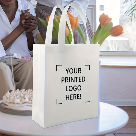 100 customizable non-woven shopping bags with sturdy handles - foldable, durable, and eco-friendly tote bags suitable for weddings, parties, festivals, and gift giving (white)
