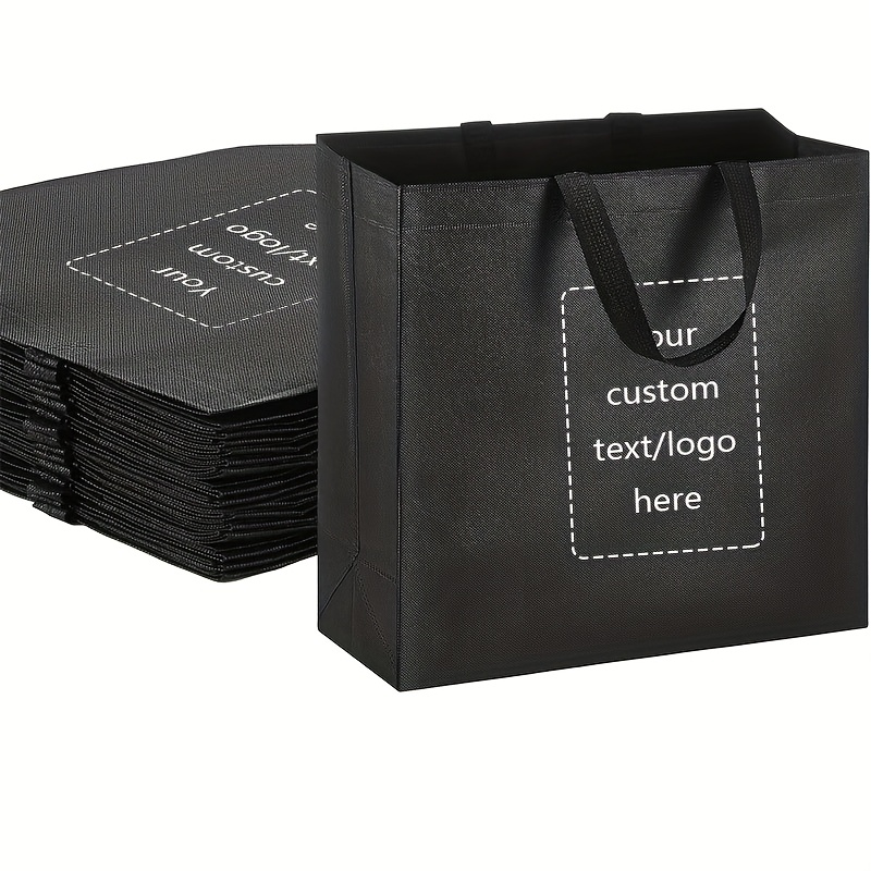 100 customizable non-woven gift bags - personalize with your text, logo, or image - durable blue tote bags suitable for packaging jewelry and accessories