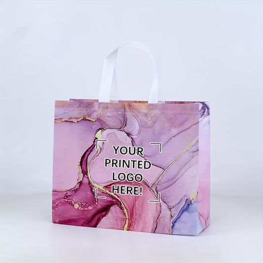 Custom Tote Bags 50Pcs, Non-Woven Shopping Bags with Single Color Logo/Text Printing, Durable Fabric Gift Bags for Wedding Favors, Birthday Parties, Bridal Shower, Halloween, Christmas & Back to School Events