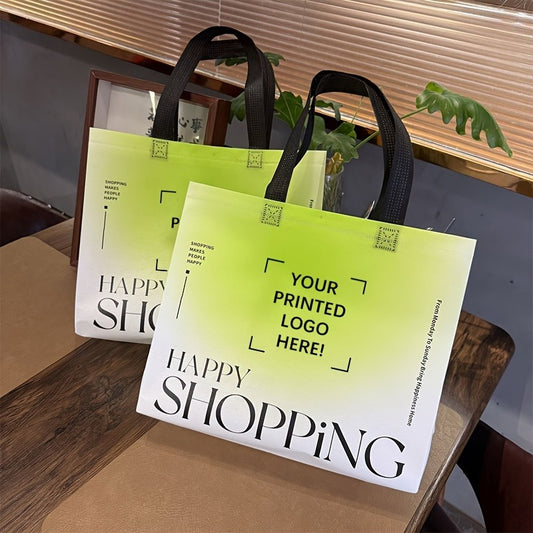 50-Pack Custom Single-Color Printed Tote Bags with Handles, Reusable Non-Woven Shopping Bags – Glossy Party Gift Bags for Mother’s Day, Bridesmaid Gifts, Birthdays, Weddings & Valentine’s Day