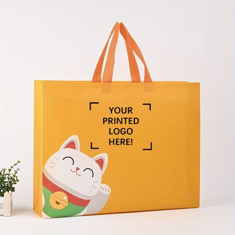 50-Pack Custom Non-Woven Gift Bags – Add Single-Color Text, Logo, or Designs; Durable Orange Tote Bags for Jewelry & Accessories Packaging, Perfect for Weddings, Birthday Parties, Bridal Showers, Halloween, Easter, Thanksgiving, and Small Gifts