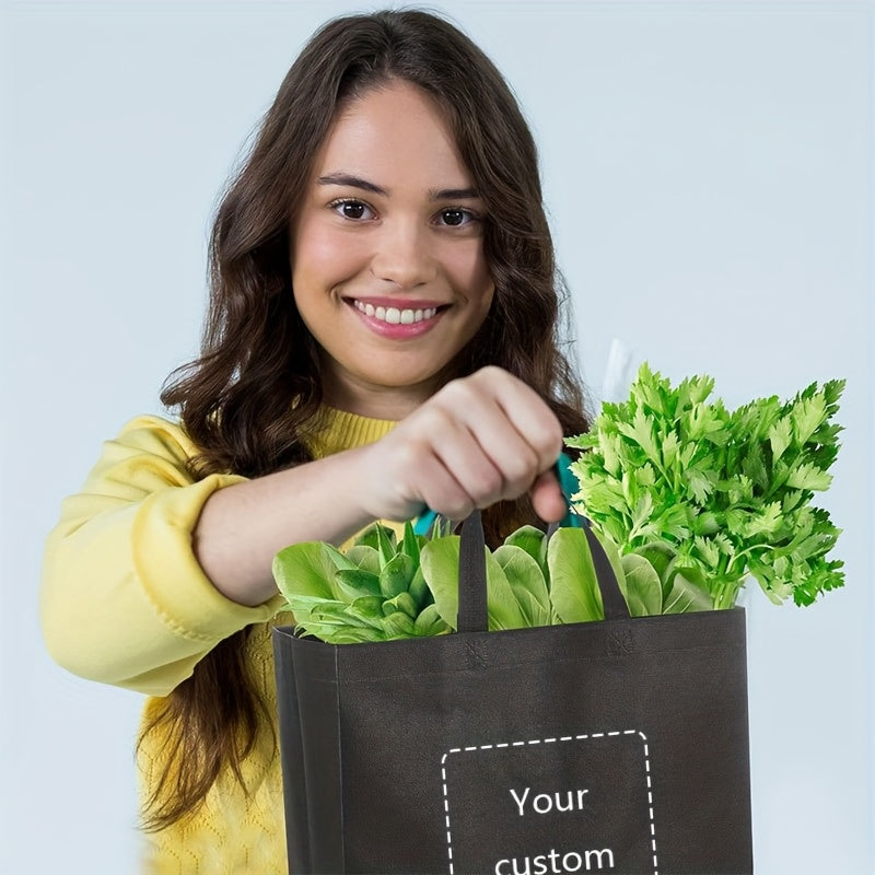 100 customizable non-woven gift bags - personalize with your text, logo, or image - durable blue tote bags suitable for packaging jewelry and accessories