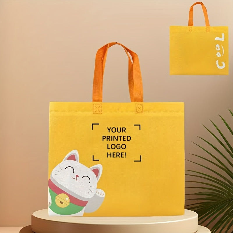 50-Pack Custom Non-Woven Gift Bags – Add Single-Color Text, Logo, or Designs; Durable Orange Tote Bags for Jewelry & Accessories Packaging, Perfect for Weddings, Birthday Parties, Bridal Showers, Halloween, Easter, Thanksgiving, and Small Gifts