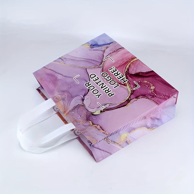 Custom Tote Bags 50Pcs, Non-Woven Shopping Bags with Single Color Logo/Text Printing, Durable Fabric Gift Bags for Wedding Favors, Birthday Parties, Bridal Shower, Halloween, Christmas & Back to School Events