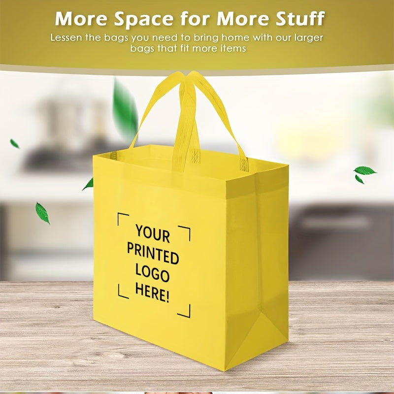 100pc Custom Non-Woven Gift Bags - Personalized Text/Logo/Photo, Large Capacity & Double Handles. Eco-Friendly Durable Bags for Corporate Events, Birthdays, Weddings & Souvenirs. Multi-Functional Holiday Gift Box Bags.