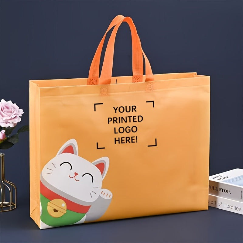 50-Pack Custom Non-Woven Gift Bags – Add Single-Color Text, Logo, or Designs; Durable Orange Tote Bags for Jewelry & Accessories Packaging, Perfect for Weddings, Birthday Parties, Bridal Showers, Halloween, Easter, Thanksgiving, and Small Gifts