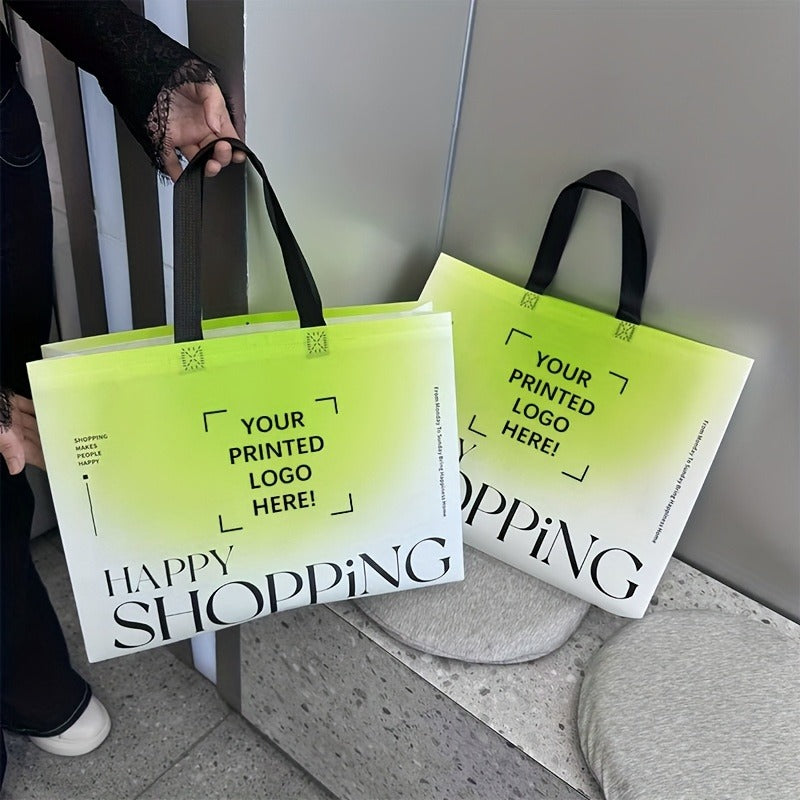 50-Pack Custom Single-Color Printed Tote Bags with Handles, Reusable Non-Woven Shopping Bags – Glossy Party Gift Bags for Mother’s Day, Bridesmaid Gifts, Birthdays, Weddings & Valentine’s Day