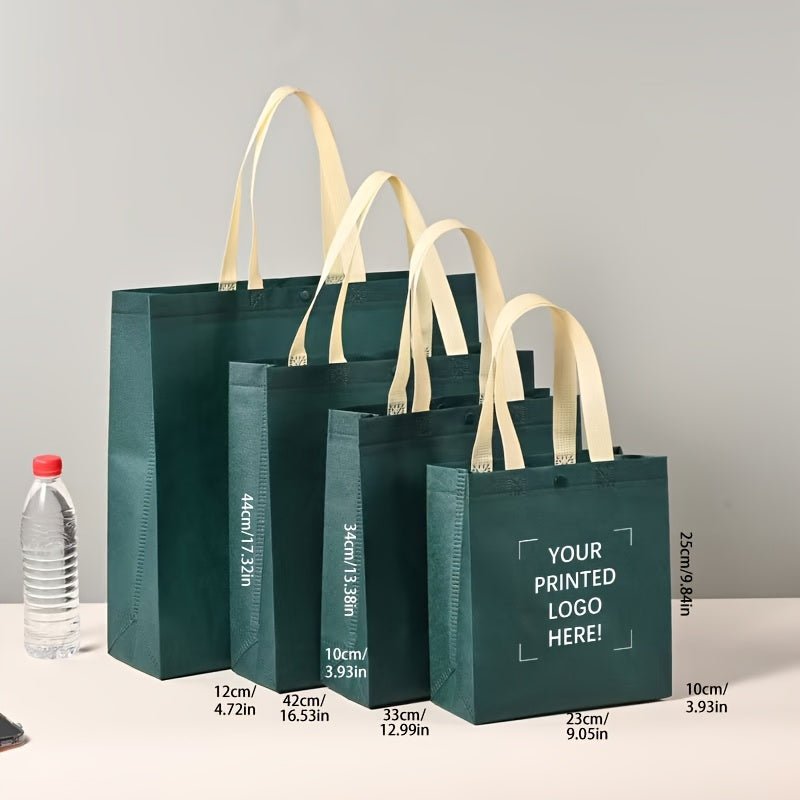 100 customizable eco-friendly shopping bags - three sizes of non-woven folding portable and durable tote bags with snap closure, suitable for groceries, beaches, picnics | Personalized logo options | Colorful high-quality reusable shopping bags