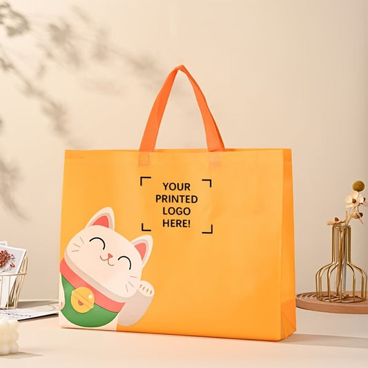 50-Pack Custom Non-Woven Gift Bags – Add Single-Color Text, Logo, or Designs; Durable Orange Tote Bags for Jewelry & Accessories Packaging, Perfect for Weddings, Birthday Parties, Bridal Showers, Halloween, Easter, Thanksgiving, and Small Gifts