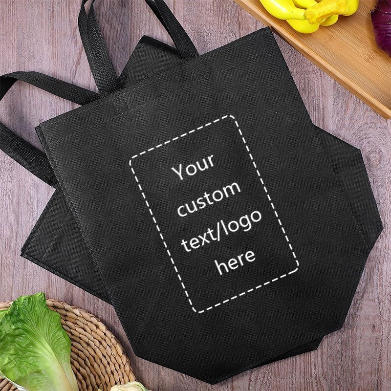 100 customizable non-woven gift bags - personalize with your text, logo, or image - durable blue tote bags suitable for packaging jewelry and accessories