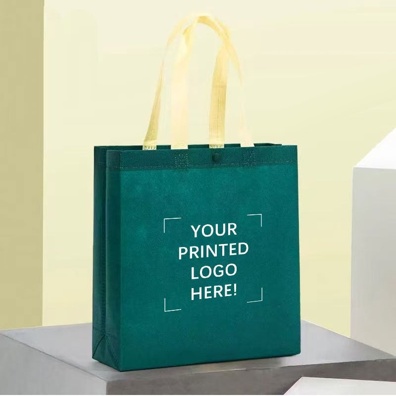 100 customizable eco-friendly shopping bags - three sizes of non-woven folding portable and durable tote bags with snap closure, suitable for groceries, beaches, picnics | Personalized logo options | Colorful high-quality reusable shopping bags