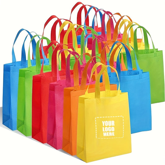 100 custom vertical gift bags - made of durable non-woven fabric material, with multiple color options for personalized text and patterns, suitable for retail stores, parties, and events - high-quality reusable bags