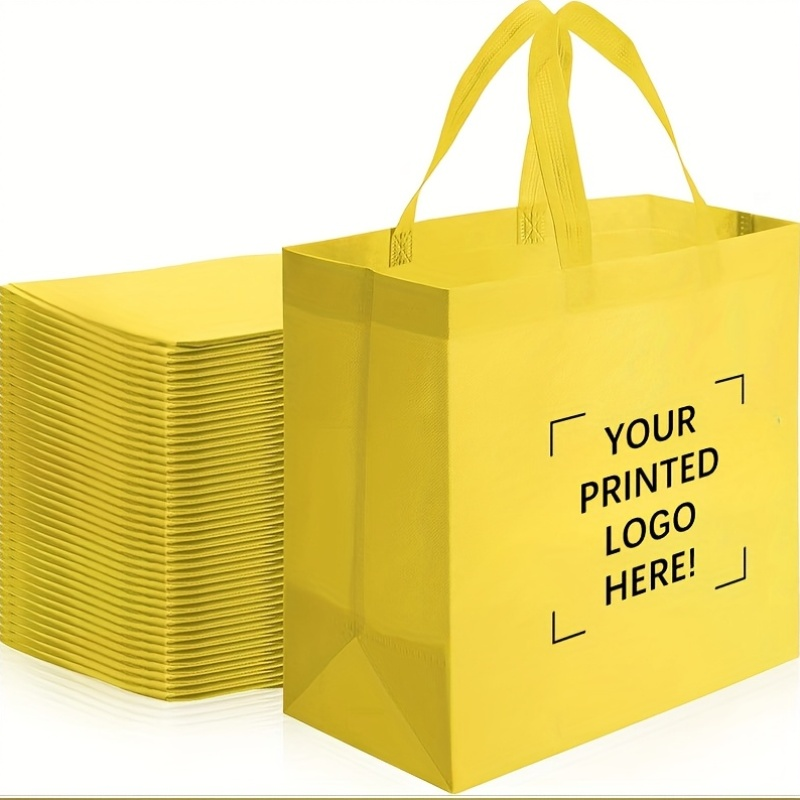 100pc Custom Non-Woven Gift Bags - Personalized Text/Logo/Photo, Large Capacity & Double Handles. Eco-Friendly Durable Bags for Corporate Events, Birthdays, Weddings & Souvenirs. Multi-Functional Holiday Gift Box Bags.