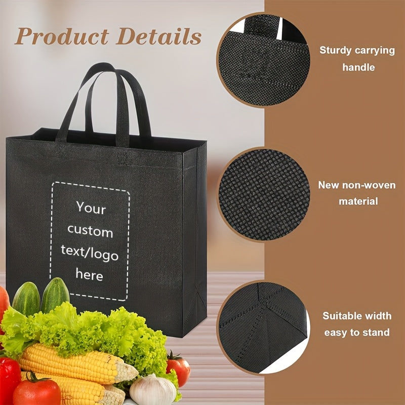 100 customizable non-woven gift bags - personalize with your text, logo, or image - durable blue tote bags suitable for packaging jewelry and accessories