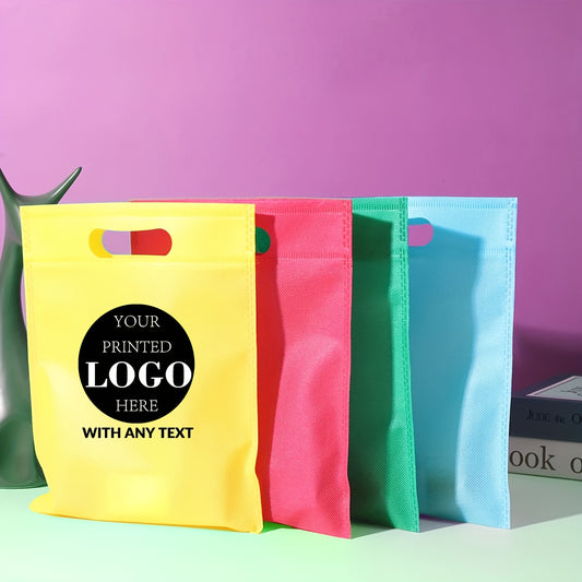 100/200 custom LOOG logo heat transfer non-woven flat bag, single-sided non-woven gift shopping bag - suitable for clothing, weddings, training institutions advertising bags - personalized design