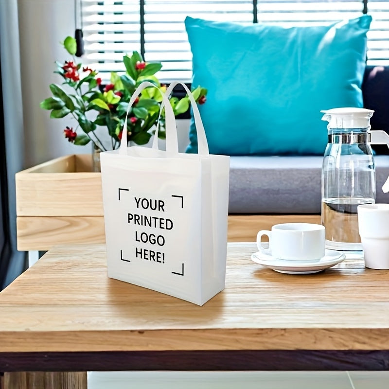 100 customizable non-woven shopping bags with sturdy handles - foldable, durable, and eco-friendly tote bags suitable for weddings, parties, festivals, and gift giving (white)