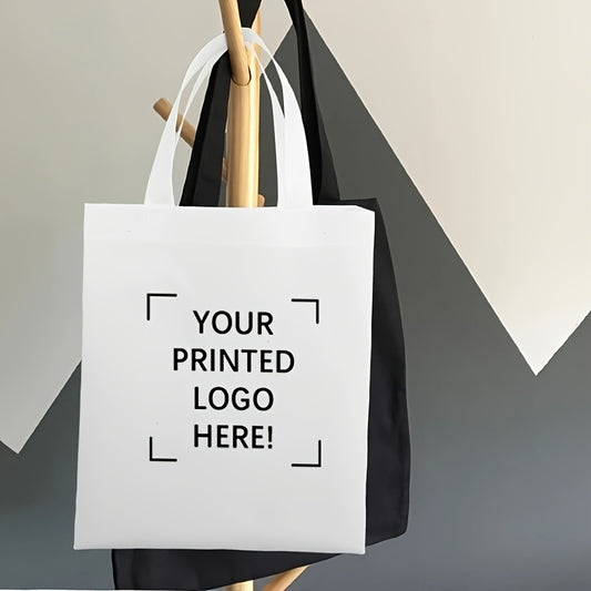 100 customizable non-woven shopping bags with sturdy handles - foldable, durable, and eco-friendly tote bags suitable for weddings, parties, festivals, and gift giving (white)